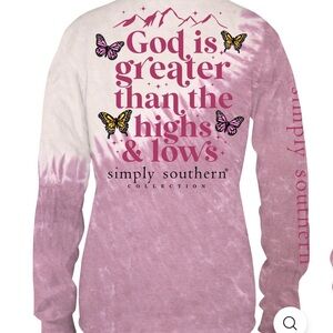 NWT Simply Southern Pink Tie-Dye Long Sleeve Shirt XL